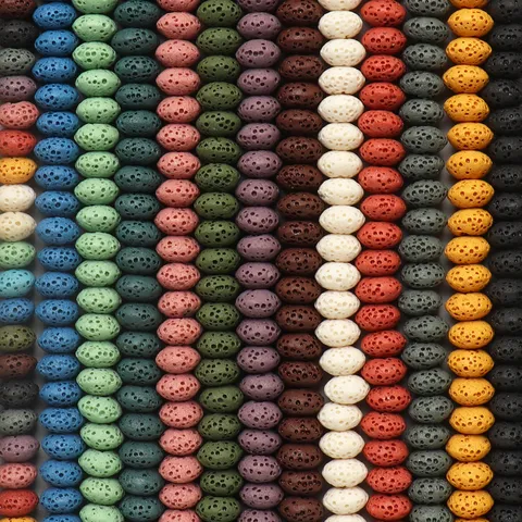 Natural Volcanic Stone Oval Loose Beads Colorful Porous Lava Beads For DIY Bracelet Necklace Handmade Jewelry Craft Making Findings