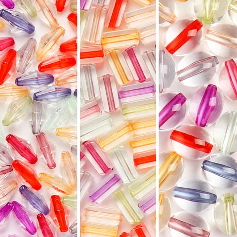Cuentas de Acrílico Transparente Multicolor Centro Teñido de Color Sueltas Espaciadores Geométricos Columna Ovalado Rombo Cuentas Espaciadoras Joyería Fai da Te Artesanía