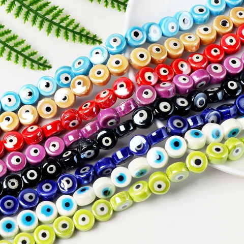 Ceramic Evil Eye Loose Beads Colorful Round Spacer Beads DIY Handmade Jewelry Materials Findings For Bracelet Necklace