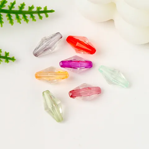 Cuentas de Acrílico Transparente Multicolor Centro Teñido de Color Sueltas Espaciadores Geométricos Columna Ovalado Rombo Cuentas Espaciadoras Joyería Fai da Te Artesanía