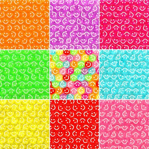 Cuentas de Acrílico Con Cara Sonriente Coloridas Cuentas Espaciadoras Sueltas Para Bricolage Pulsera Collar Fabricación de Joyas