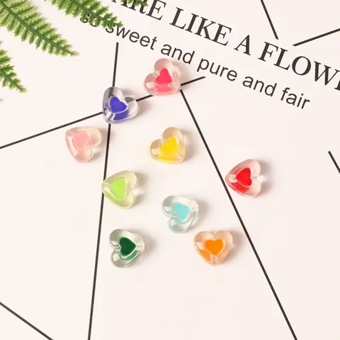 Transparente Acryl Herz Perlen Doppelschicht Lose Perlen Für DIY Schmuckherstellung Armband Halskette Basteln Zubehör