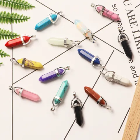 Sechseckige Säule Türkis Anhänger Kristall Charms Für DIY Halskette Armband Schmuckherstellung Süß Coole Stil Damen Geschenk