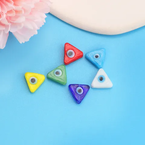 Colored Glaze Triangle Evil Eye Spacer Beads Handmade DIY Material For Bracelet Necklace Craft Jewelry Making Beads Accessories