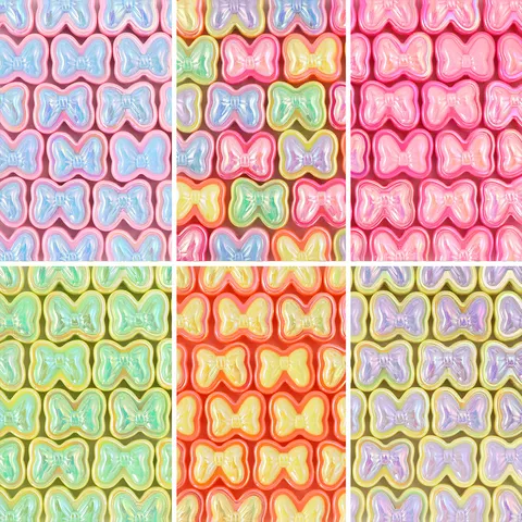 Cuentas Sueltas de Lazo de Acrílico Chapado Holográfico Colorido Material de Fabricación de Joyas DIY para Pulsera Collar Tejido a Mano