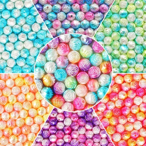 Handmade Two Tone Rose Artificial Pearl Beads Double Color Loose Beads For DIY Jewelry Making Necklace Bracelet Accessory