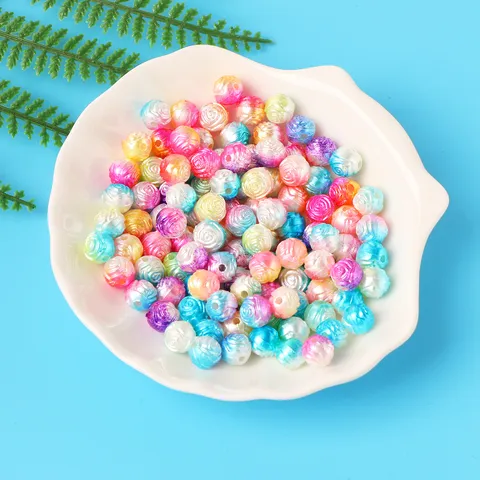 Handmade Two Tone Rose Artificial Pearl Beads Double Color Loose Beads For DIY Jewelry Making Necklace Bracelet Accessory