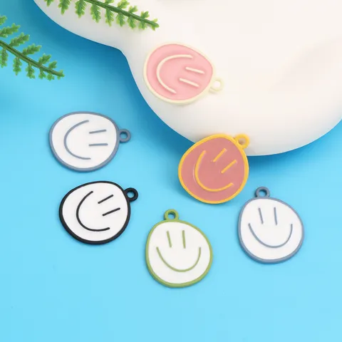 Κράμα Πολύχρωμο Χαμογελαστό Πρόσωπο Emoji Μενταγιόν DIY Κοσμήματα Κατασκευή Αξεσουάρ για Βραχιόλι Κολιέ Κινούμενα Σχέδια