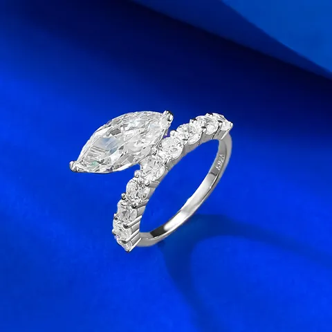 S925 Sterling Zilver Marquise Zirconia Ring Voor Vrouwen Hoogwaardige Diamant Stapelring Lichte Luxe Woon-werkverkeer Sieraden
