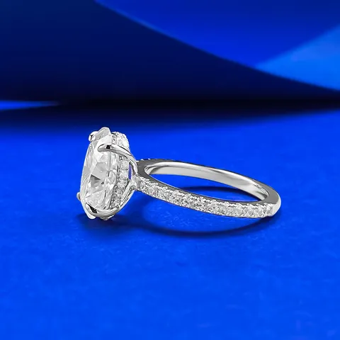 S925 Sterlingsilber Moissanit Ring D Farbe Oval Vier Zinken Halb Ewigkeit Ring Damen Schmuck Geschenk GRA Zertifikat