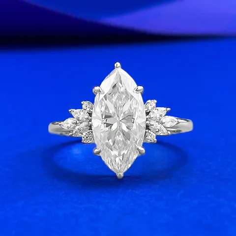 GRA Mode Marquise Geslepen Moissaniet Ring 925 Sterling Zilver D Kleur Verlovingsring Voor Vrouwen Hoog Vuur Lab Diamant Sieraden