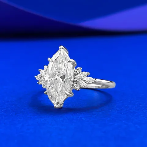 GRA Mode Marquise Geslepen Moissaniet Ring 925 Sterling Zilver D Kleur Verlovingsring Voor Vrouwen Hoog Vuur Lab Diamant Sieraden
