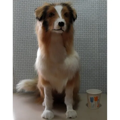 Simulation German Shepherd Dog Figurine Realistic Plush Animal Model Photography Prop Home Decor