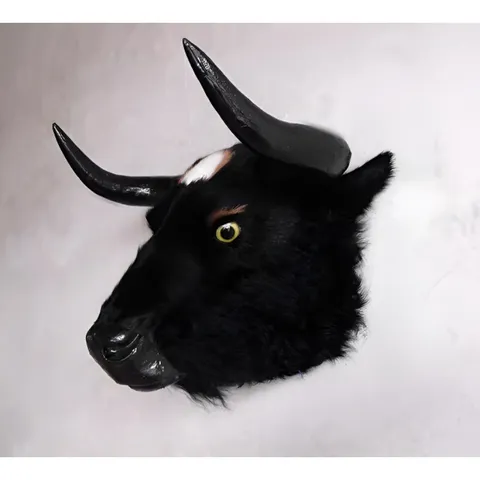 Creative Simulation Bull Head Wall Hanging Goat Leather Animal Head Pendant Modern Minimalist Bar Living Room Decor