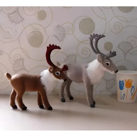 Figurine από Τεχνητή Γούνα Tάρανδος Μοντέλο Ελάφι Στολίδι Γραφείου Χριστουγεννιάτικο Δώρο Διακόσμηση Σπιτιού Φλοκωτό Άγαλμα Ζώου