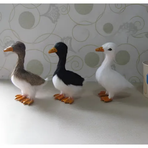 Simulation Wild Duck Static Model Goat Fur Animal Figurine Home Decor Window Ornament Early Education Toy