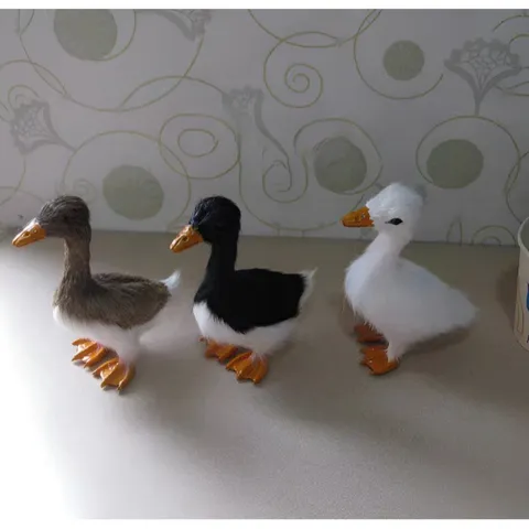 Simulation Wild Duck Static Model Goat Fur Animal Figurine Home Decor Window Ornament Early Education Toy