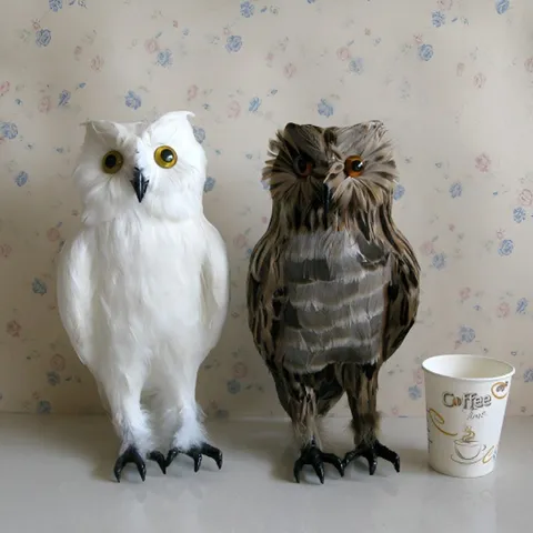 Simulation Owl Figurine Feather White And Multicolor Lifelike Bird Animal Statue For Home Decor Photography Prop