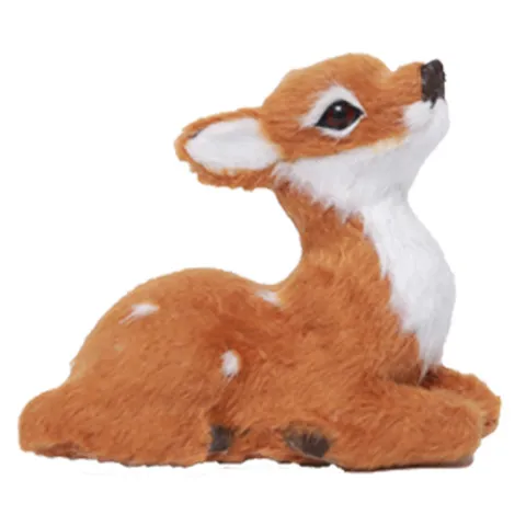 Simulation Sika Deer Model Flocked Animal Figurine Desktop Ornament Christmas Wedding Decoration Home Decor Craft