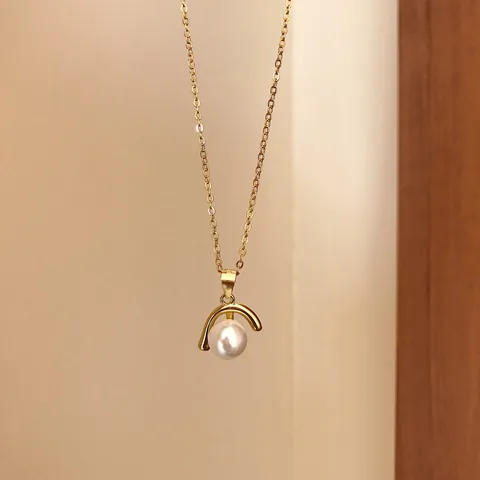 Luxe 925 Sterling Zilver Omgekeerde J Vorm Kunstparel Hanger Ketting Fijne Schakelketting Sieraden Cadeau Voor Vrouwen