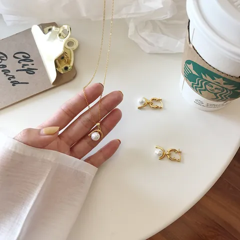 Luxe 925 Sterling Zilver Omgekeerde J Vorm Kunstparel Hanger Ketting Fijne Schakelketting Sieraden Cadeau Voor Vrouwen