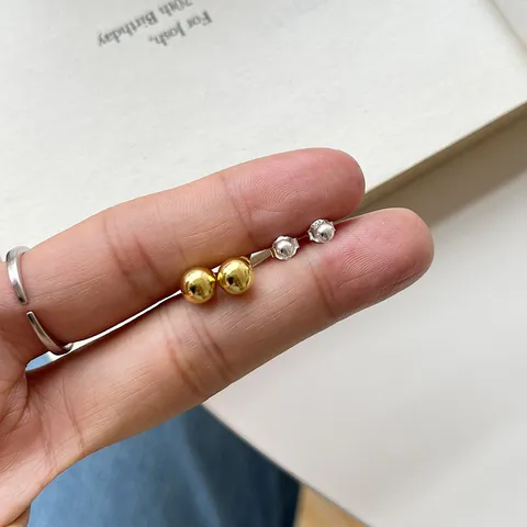 Minimalistische S925 Sterlingsilber Kugel Ohrstecker Für Damen Einfacher Ins Stil Winzige Geometrische Runde Perlen Schmuck Geschenk