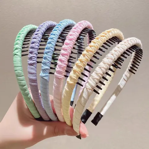 Korean Style Plastic Fabric Wrapped Headband Anti-Slip Waved Braided Hair Hoop Face Washing Hair Accessories For Women