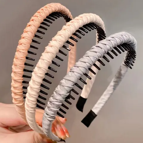 Korean Style Plastic Fabric Wrapped Headband Anti-Slip Waved Braided Hair Hoop Face Washing Hair Accessories For Women