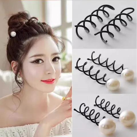 Pince Spirale à Cheveux en Métal Perle Hair Twister Outil de Coiffure Épingle Accessoires pour Cheveux