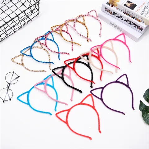 Cute Plush Cat Ears Headband For Kids Cartoon Animal Hair Band Leopard Print Headwear Cosplay Party Decorative Hair Accessories