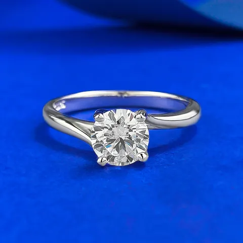 925 Sterling Silver One Carat Four-Prong Zirconia Ring Elegant Gold Plated Solitaire Ring For Women Wedding Engagement Jewelry