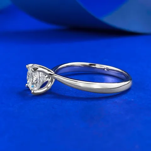 925 Sterling Silver One Carat Four-Prong Zirconia Ring Elegant Gold Plated Solitaire Ring For Women Wedding Engagement Jewelry
