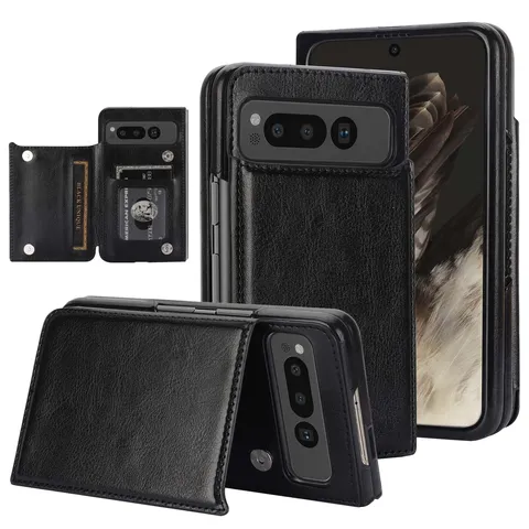 Business Retro PU Leather Phone Case For Google Pixel Fold Wallet Case With Dual Buckle Card Slots Shockproof Protective Sleeve Cover