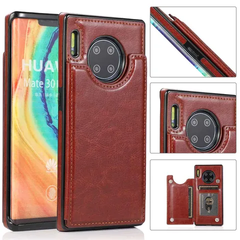 Retro PU Lederen Telefoonhoesje Portemonnee Flip Cover Met Kaartsleuven Standaard Schokbestendige Beschermhoes Voor Huawei