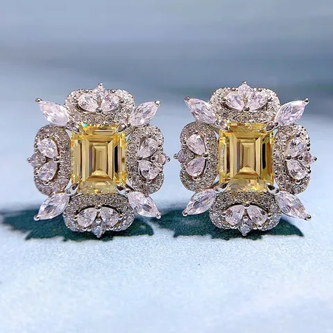 Luxuriöse Strass Blumen Schmetterling Ohrstecker Mit 925 Sterlingsilber Ohrstecker-Stift Vintage Geometrische Ohrringe Für Damen Party Schmuck