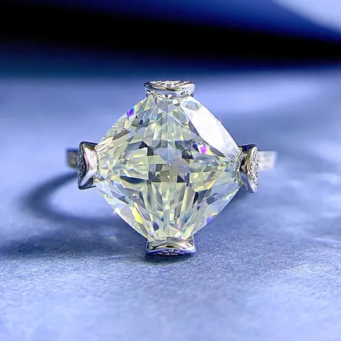 Luxe 925 Sterling Zilveren Kussen Ijsbloem Slijpvorm Zirconia Ring Elegante Vrouwen Gesimuleerde Diamanten Trouwring Sieraden