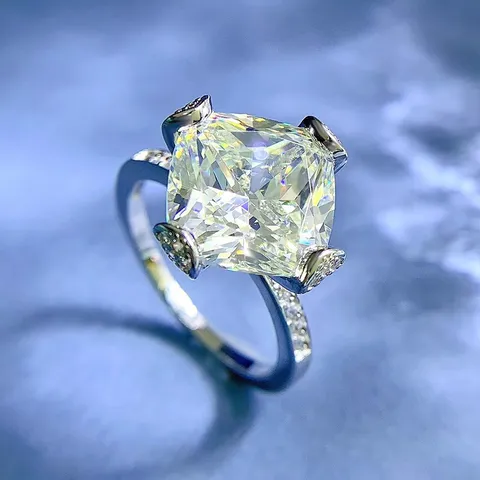 Luxe 925 Sterling Zilveren Kussen Ijsbloem Slijpvorm Zirconia Ring Elegante Vrouwen Gesimuleerde Diamanten Trouwring Sieraden