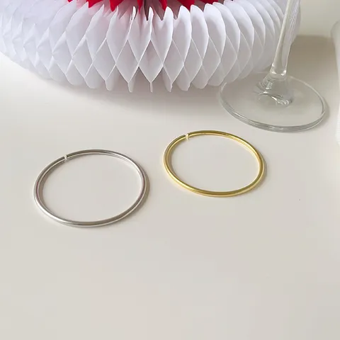 925 Sterling Silver Open Bangle For Women Minimalist Geometric Line Glossy Cuff Bracelet Electroplated Luxury Hand Jewelry Gift