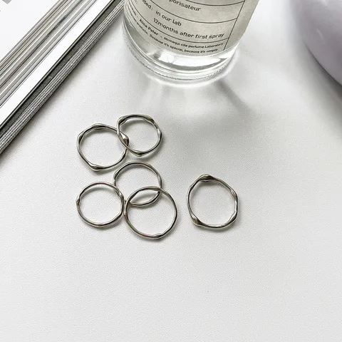 Minimalistischer 925 Sterlingsilber Unregelmäßiger Offener Ring Für Damen Geometrischer Galvanisierter Glatter Loop Ring Schmuck Geschenk