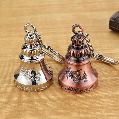 Chinesischer Stil Vintage Glocke Schlüsselanhänger Auto Schlüsselring Zinklegierung Geprägtes Phönix Muster Anhänger Reisesouvenir Geschenk Für Herren Damen