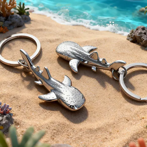 Simulation Walhai Schlüsselanhänger Zinklegierung Ozean Tier Schlüsselring Pendent Für Kinder Rucksack Charm Geschenk Spiegel Poliert Silber