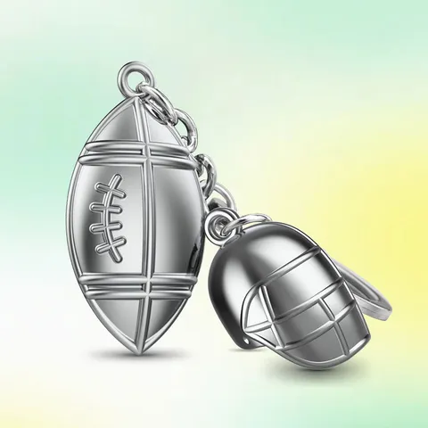 Kreativer Zinklegierung Amerikanischer Football Schlüsselanhänger Sport Thema Helm Anhänger Schlüsselring Silber Metall Rugby Liga Souvenir Anhänger Für Auto Tasche