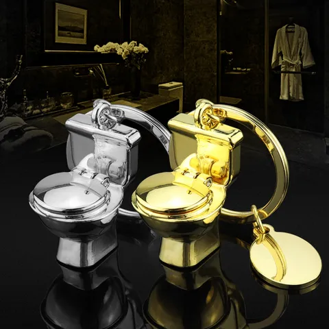 Kreativer Neuheit Simulations Mini Toilette Schlüsselanhänger Metall Galvanisiert Poliert Gedenkschlüsselring Charm Geschenk Zubehör Für Freunde