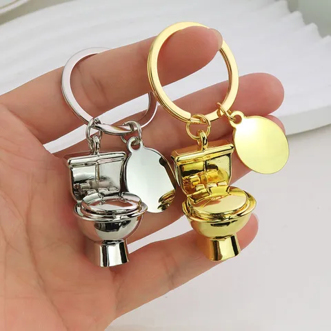 Kreativer Neuheit Simulations Mini Toilette Schlüsselanhänger Metall Galvanisiert Poliert Gedenkschlüsselring Charm Geschenk Zubehör Für Freunde