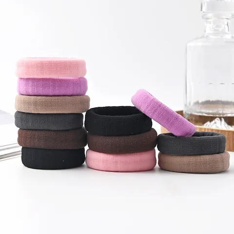 Dames Elastische Handdoek Haarbanden Set Effen Kleur Hoge Elasticiteit Paardenstaart Houders Pastoraal Eenvoudige Haarbanden