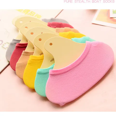 Women Low Cut Invisible Boat Socks Non Slip Silicone Polyester Solid Color Breathable Low Top Thin Liner Socks for Spring Summer