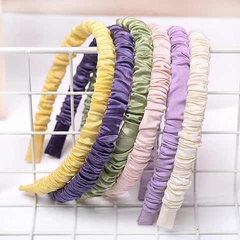 Sweet Satin Pleated Headband Fresh Solid Color Ruched Hair Band Decorative Headwear Fashion Hair Accessories For Women Daily Dating