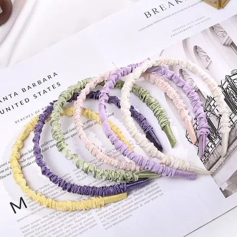 Sweet Satin Pleated Headband Fresh Solid Color Ruched Hair Band Decorative Headwear Fashion Hair Accessories For Women Daily Dating