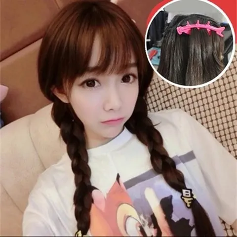 Korean Style Plastic Resin Hair Braider Tool Pink Geometric Geometric Pattern Styling Hair Accessory Aid For Women Girls Everyday Use