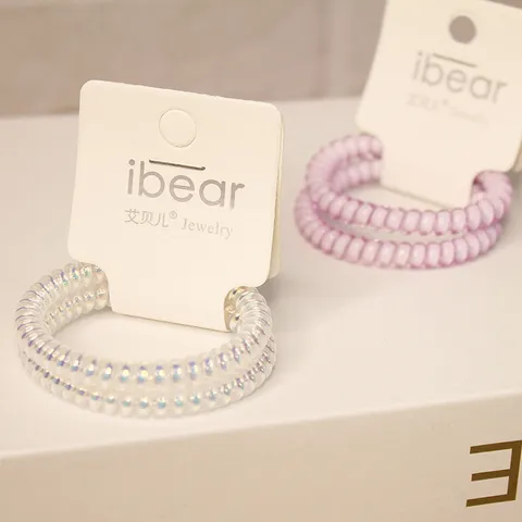 Fresh Sweet Telephone Cord Hair Ties Natural Solid Color TPU Spiral Hair Rings Elastic Waterproof Ponytail Holders For Women Daily Daily Protective Equipment